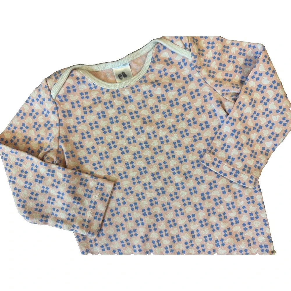 Baby Boden Girl Bodysuit Long Sleeve 6-12 Months Chicks Shirt Top 1 PC Pink Blue